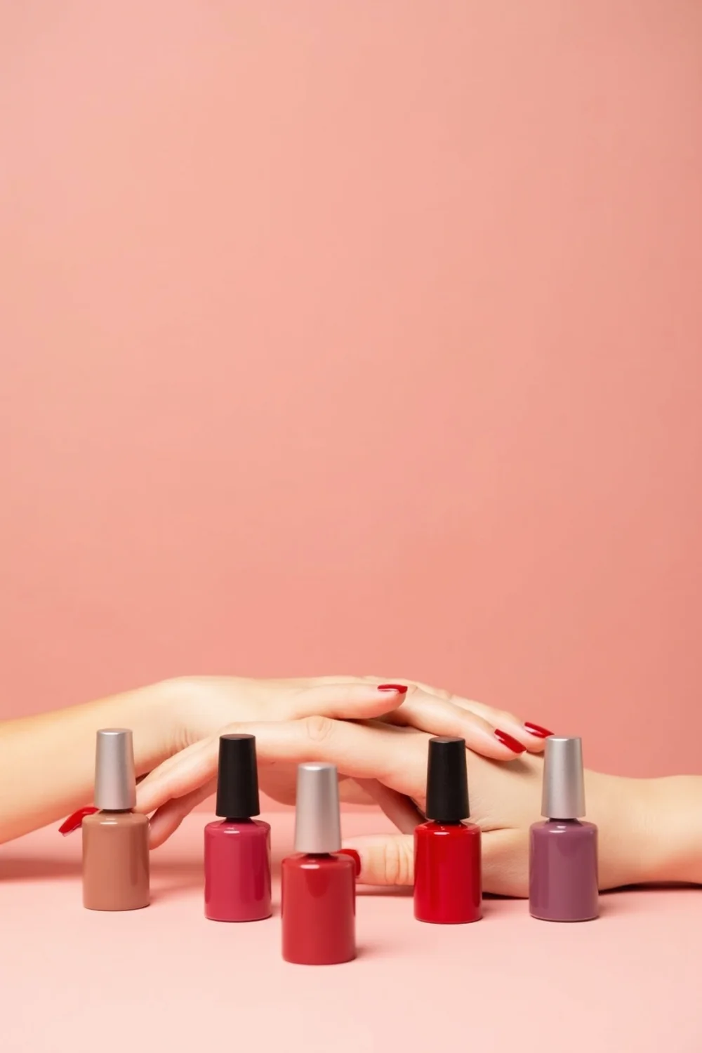 pin vertical de colores de uñas según el tono de piel con manicura elegante