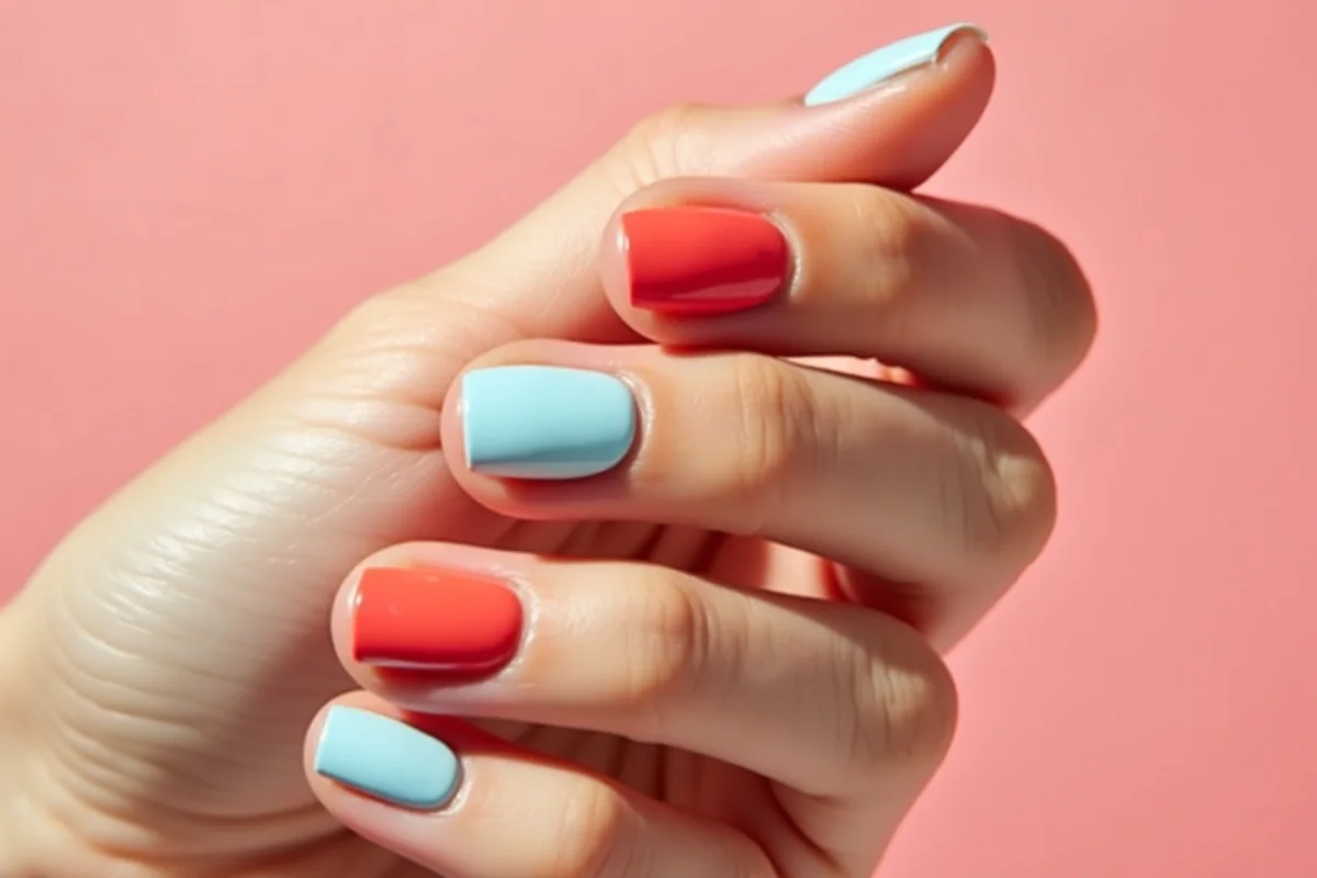 manicura cuidada en el estilo de colores de uñas de verano