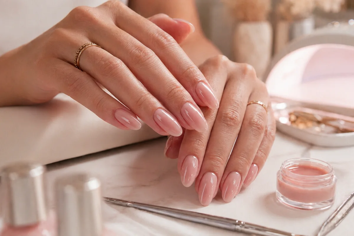 uñas aesthetic con tonos tendencia y acabado brillante