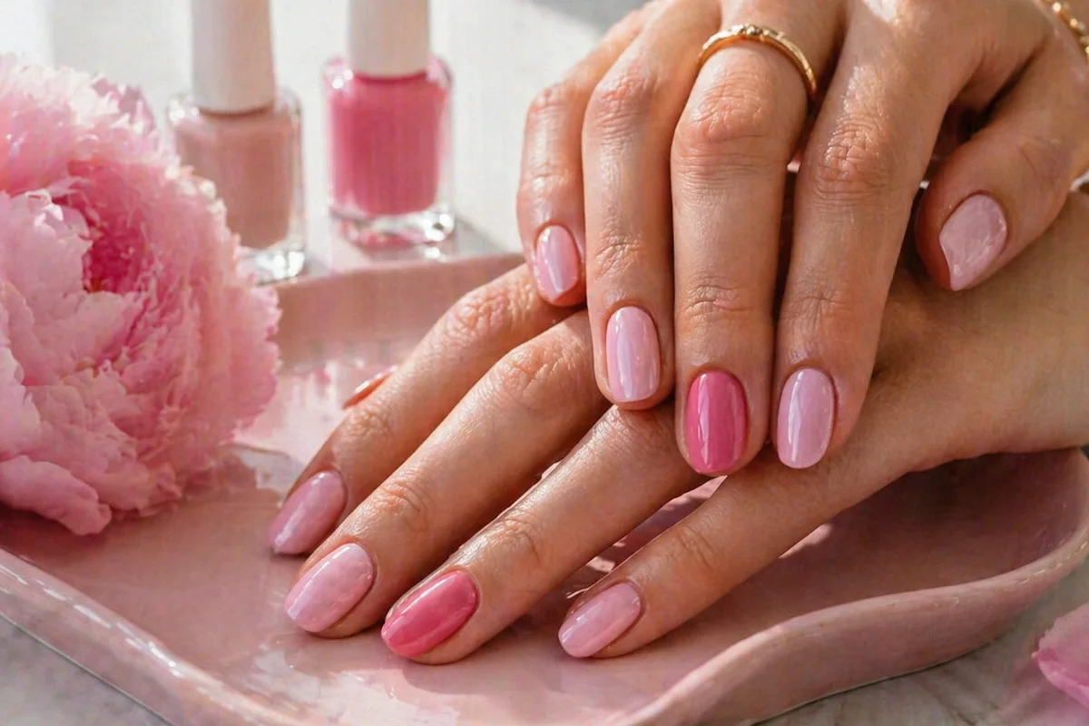 detalle de diseños de uñas cortas en uñas cuidadas