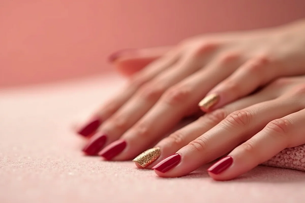uñas navideñas con tonos y acabado tendencia