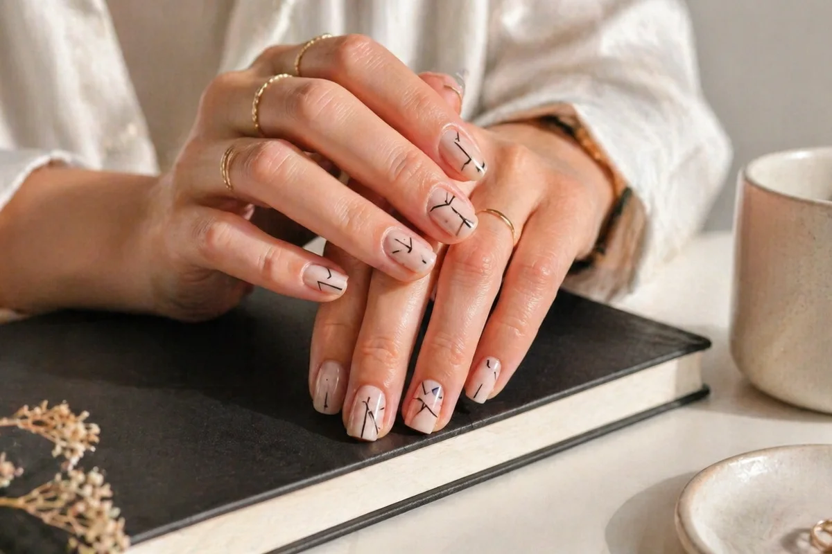 detalle de diseños de uñas sencillos en uñas cuidadas