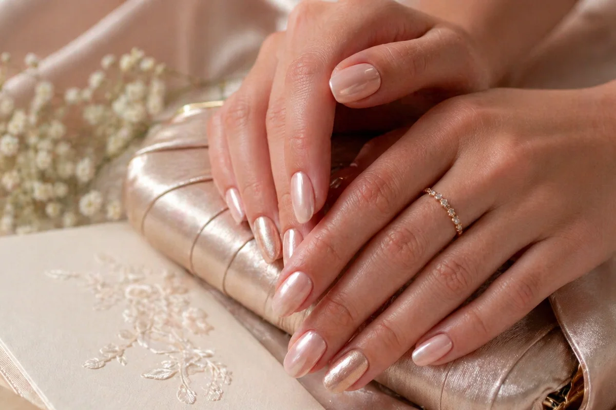 uñas acrílicas con tonos tendencia y acabado brillante