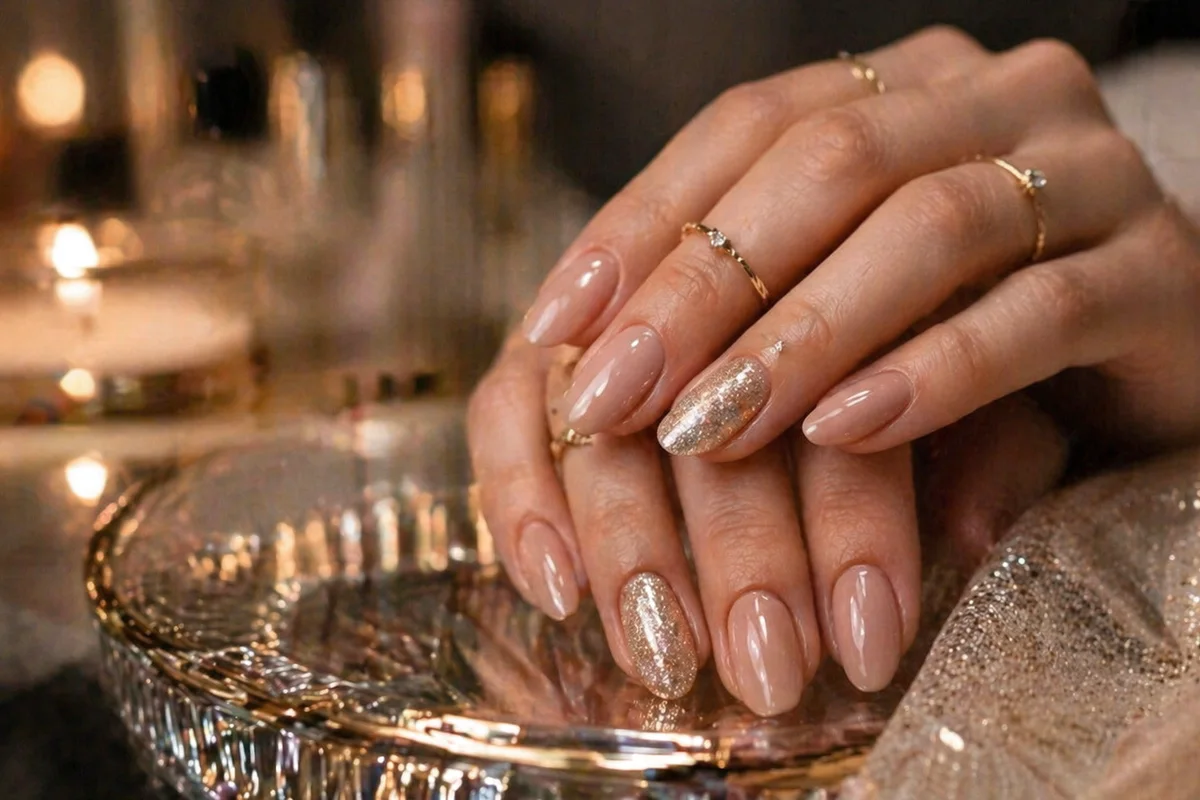 detalle de uñas almendradas en uñas cuidadas