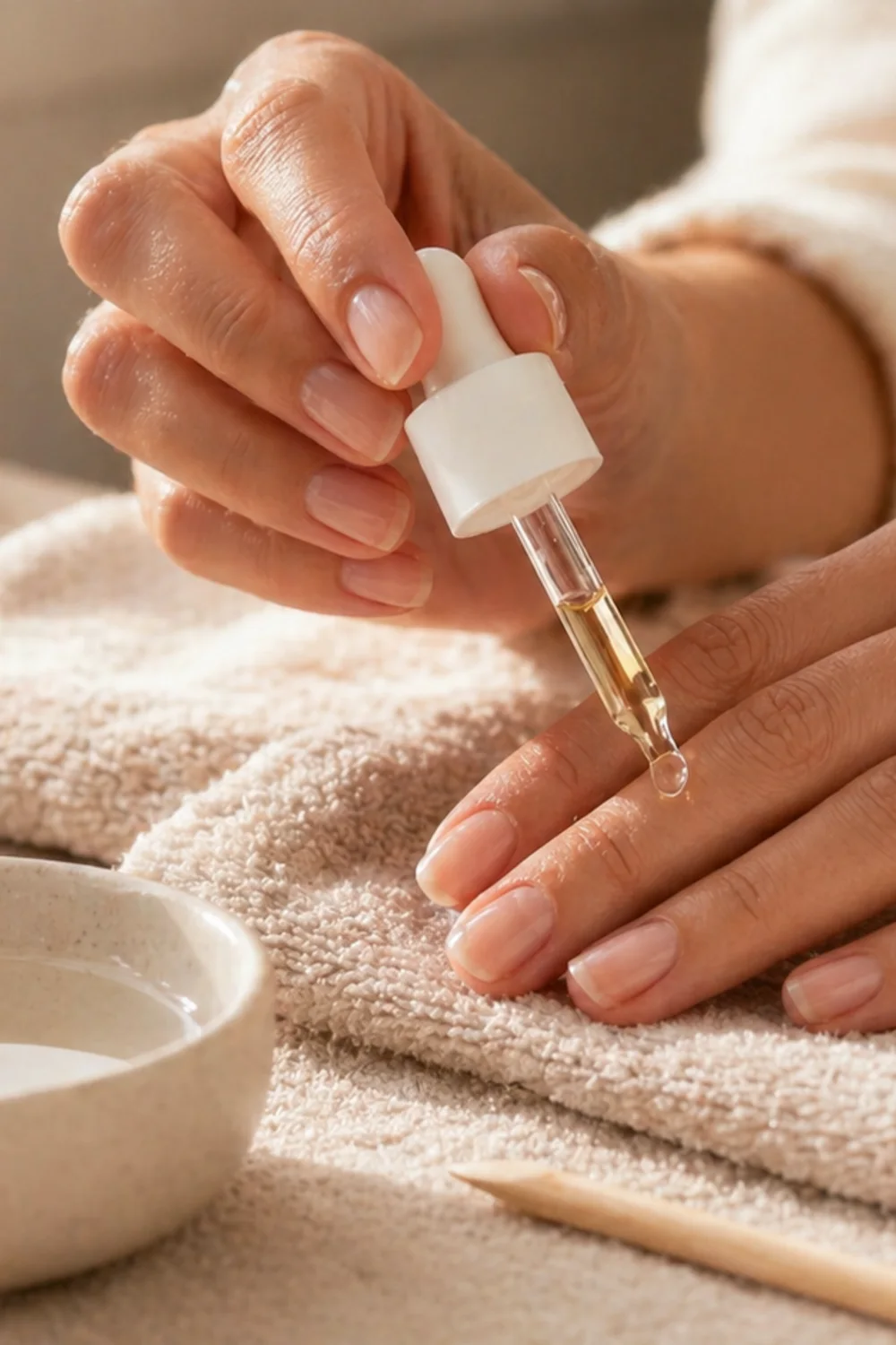 pin vertical de uñas blancas con manicura elegante