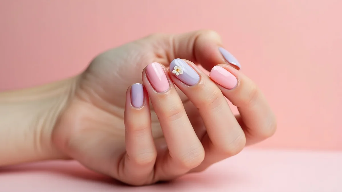 uñas elegantes de primavera con manicura elegante en luz natural
