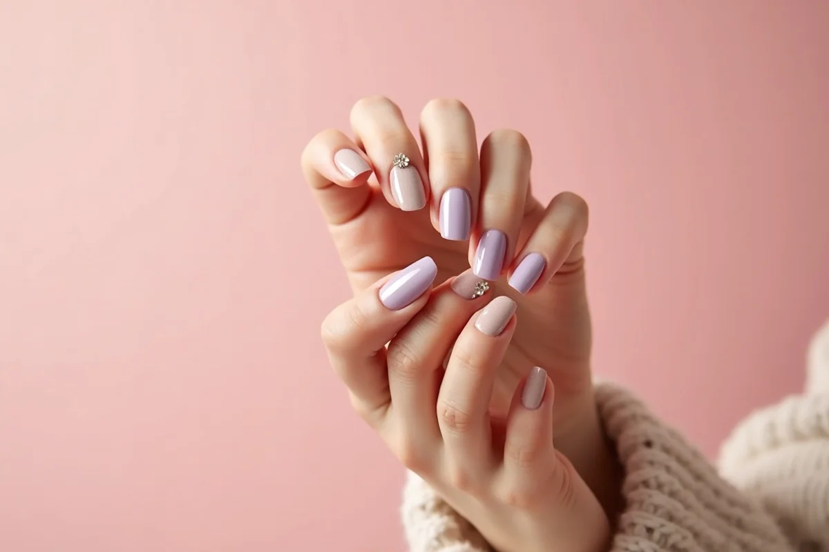 manicura cuidada en el estilo de uñas elegantes de primavera