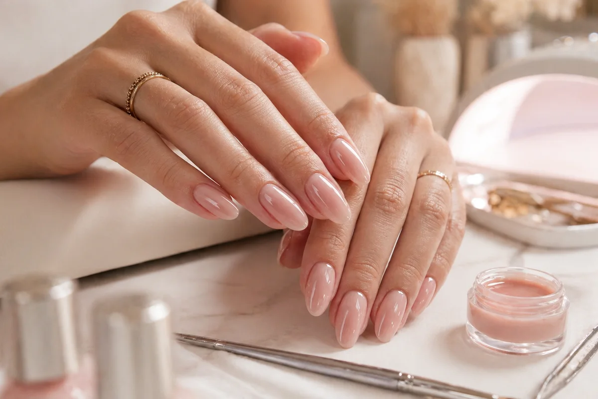 detalle de uñas negras en uñas cuidadas