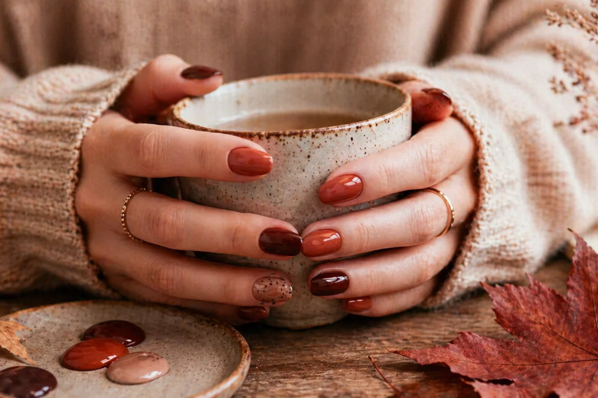 uñas negras con tonos tendencia y acabado brillante