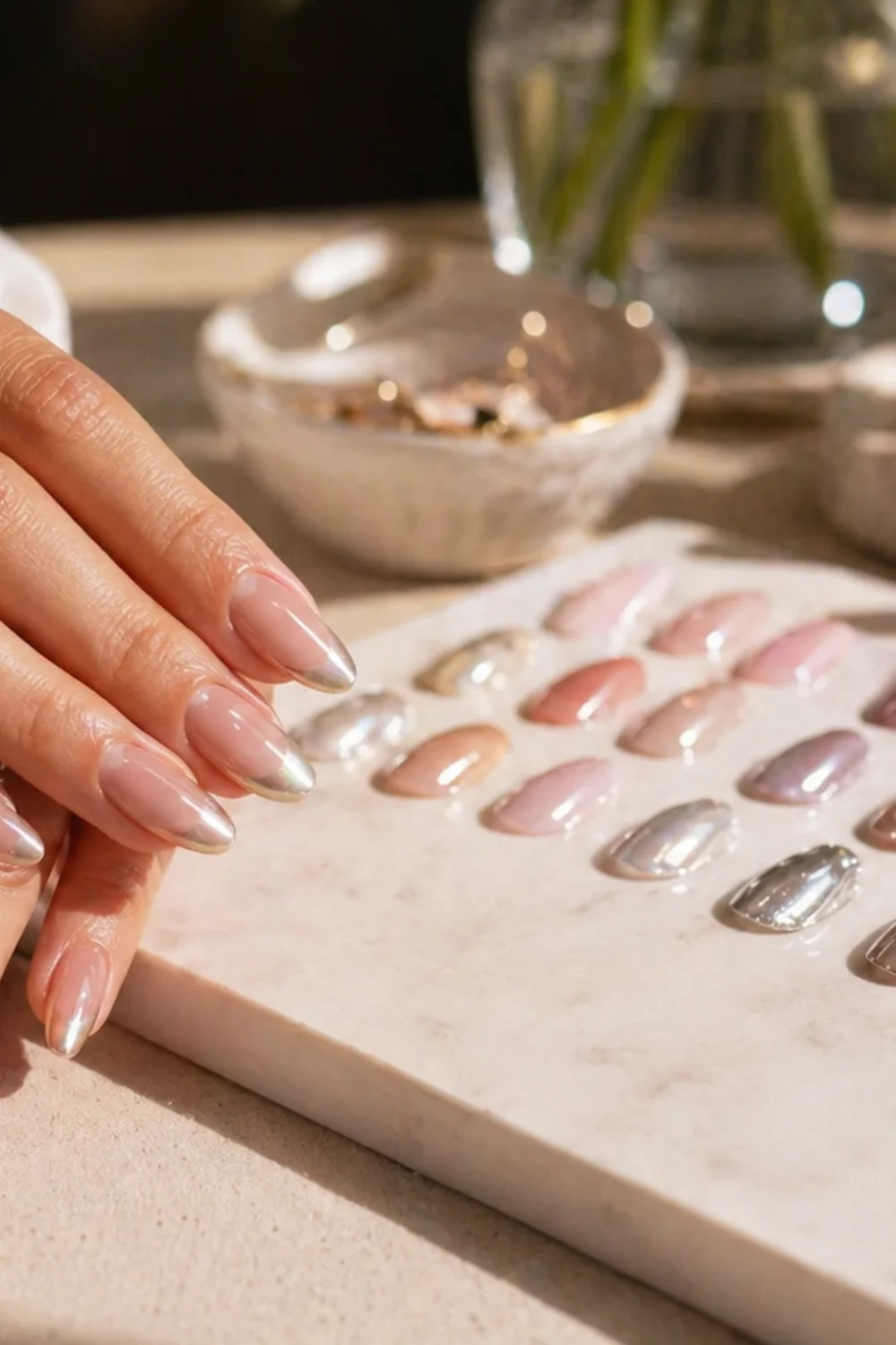 pin vertical de uñas negras con manicura elegante